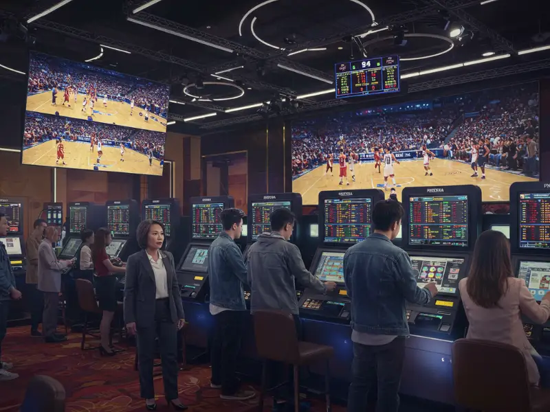 Dynamic visual featuring pba odds today paired with casino sports betting in a vibrant setting.