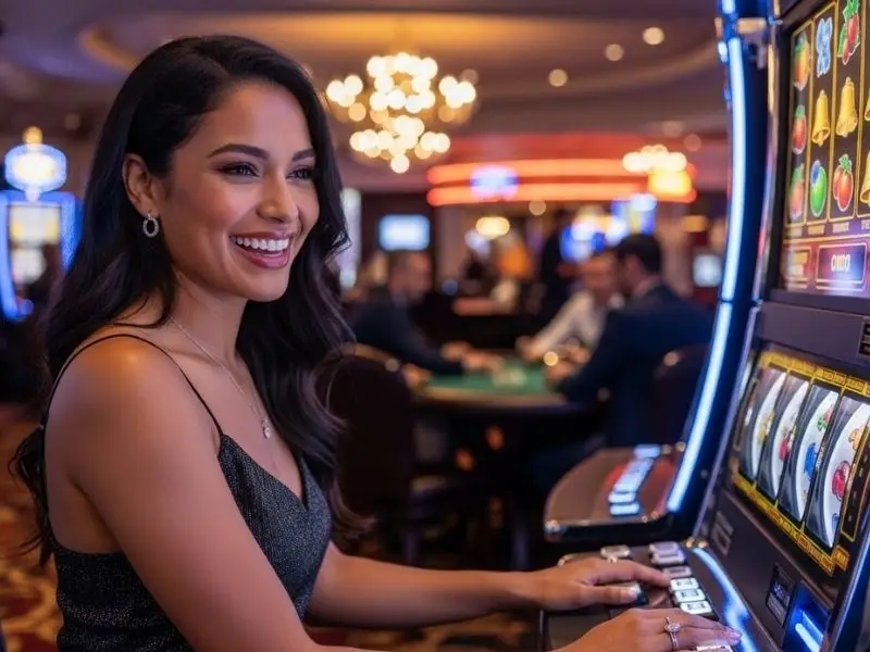 Joyful player enjoying casino slots after a successful casino frenzy login