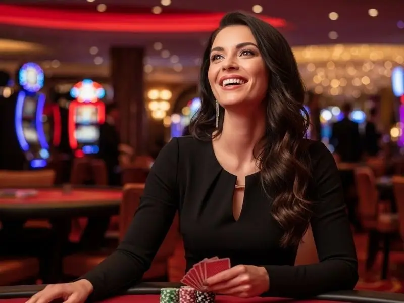 Happy guest enjoying casino card games at jk4 online casino, showcasing an exciting and engaging online gaming experience.