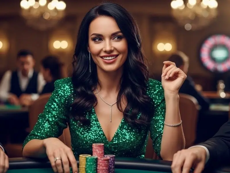 Happy poker player winning big with a massive chip stack at the me777 online casino