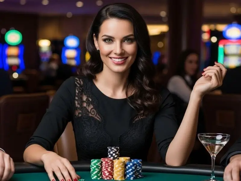 Person enjoying playing at the Y777 online casino, having fun with casino games on their device