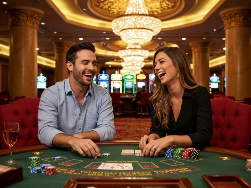 Happy couple loves playing at GameZone Casino.