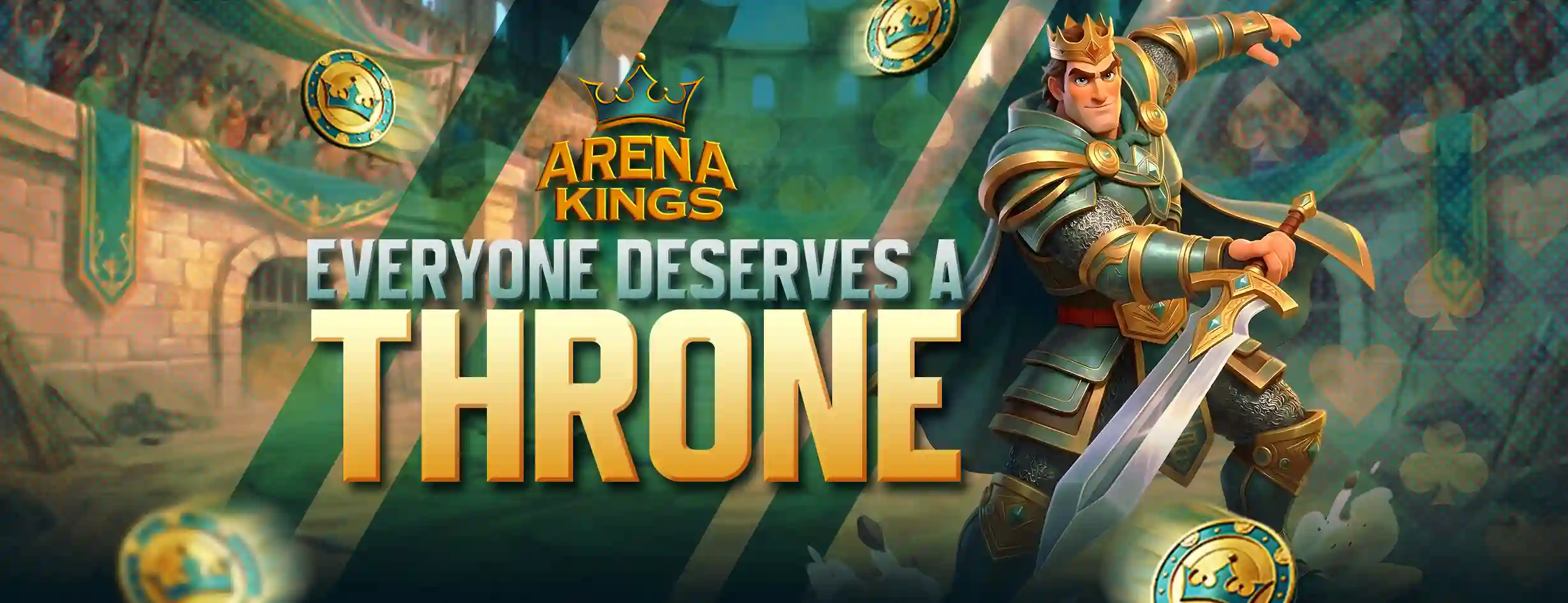 News and blogs banner for ArenaKings showing the message 'Everyone deserves a throne' with a royal-themed design