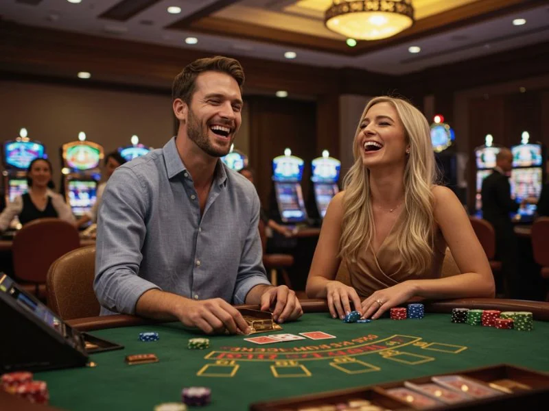 Happy couple playing casino games at PH Cash Casino Login.
