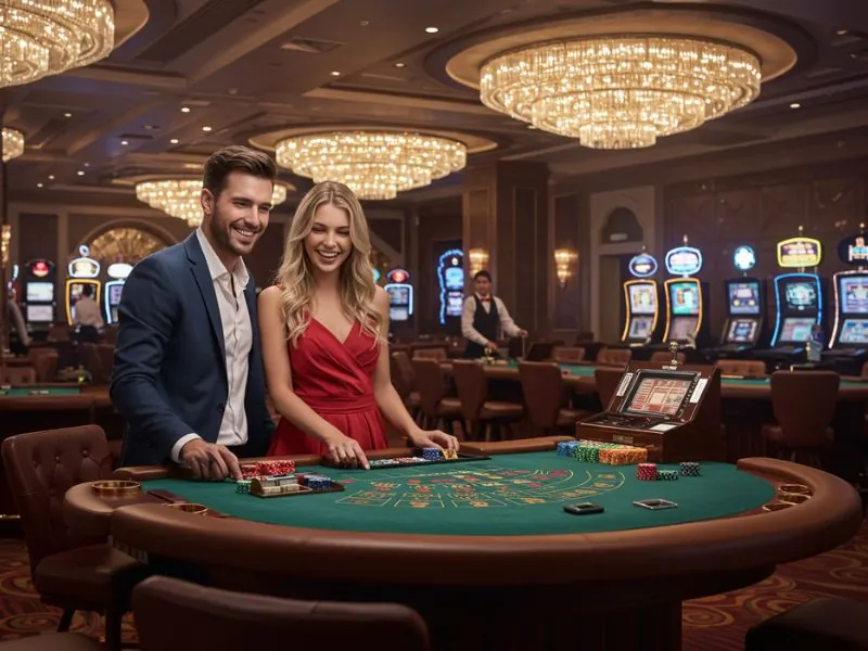 Sweet couple enjoying casino games at PH Cash Casino Login.