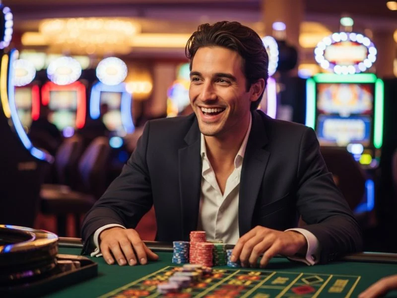 lol646 casino login man enjoying stress-free and entertaining play during an online casino session